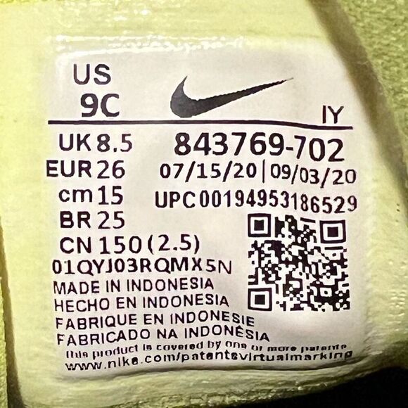 Toddlers NIKE Little Posite One Volt Sneakers / Size 9C - Picture 8 of 9